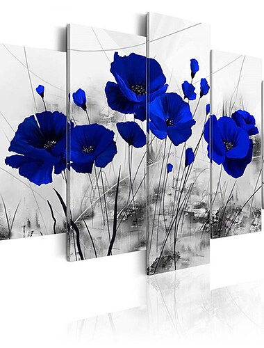  5 Panels Drucke Gemälde Kunstwerk Bild dreifarbige Blumen abstrakte Heimdekoration Dekor gerollte Leinwand ungerahmt ungedehnt