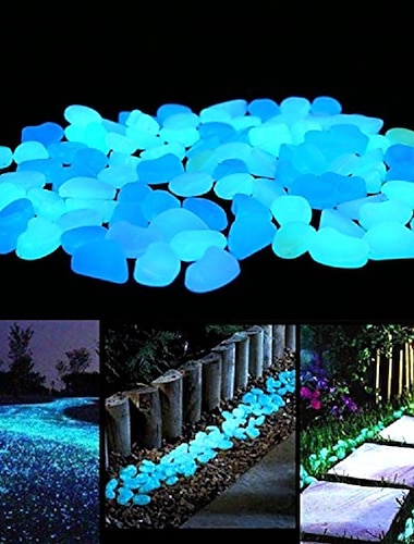 100Pcs Garden Decor Luminous Stones Glow In Dark Decorative Pebbles Pebble Rocks Outdoor Fish Tank Aquarium Decorations