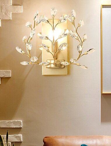  Vintage Kristall Wandleuchte Beleuchtung, 3 Lichter Kristall Wandleuchte im europäischen Stil Kristall dekorative Wandleuchte, Luxus Wandleuchten Wandbeleuchtung für Schlafzimmer Nachttisch,