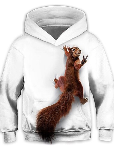  Da ragazzo 3D Animali Felpa con cappuccio Manica lunga Stampa 3D Primavera Autunno Attivo Sportivo Di tendenza Poliestere Bambino 3-13 anni Esterno Giornaliero Al coperto Standard