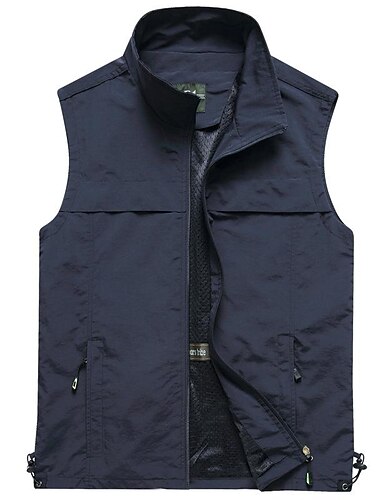  Herren Anglerweste Weste für Wanderer Shirt Außen Atmungsaktiv Rasche Trocknung Multi Pocket Sommer Gitter Polyester Marineblau Schwarz Kaki Klettern Camping / Wandern / Höhlenforschung