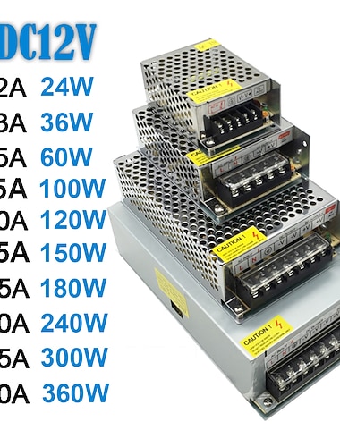  Commutateur convertisseur 110v/240v ac à dc dc12v 2a-30a 24w-360w alimentation universel transformateur de tension stabilisée pilote adaptateur adapté pour barre lumineuse led système de sécurité
