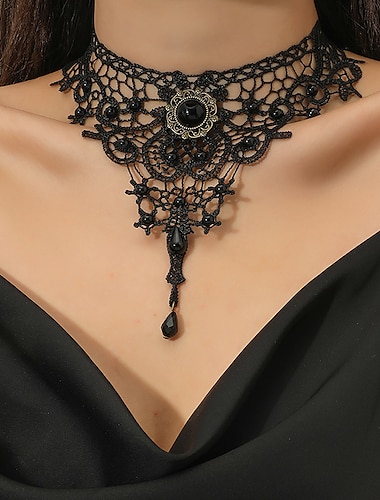  Necklace Lace Choker Necklace Sexy Punk & Gothic Alloy For Disco Cosplay Carnival Women's Costume Jewelry Fashion Jewelry