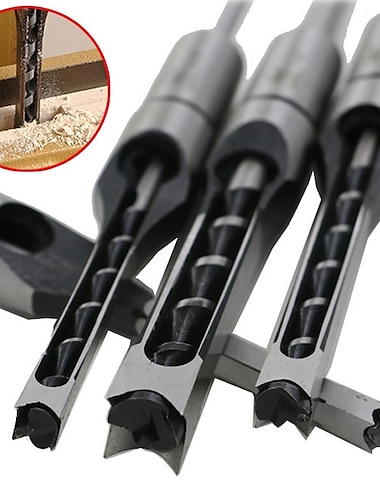  4 stks houtbewerking bit gat boor timmerman vierkante boor tool gids klepstandsteller 1/2, 1/4, 5/16, 3/8 inch