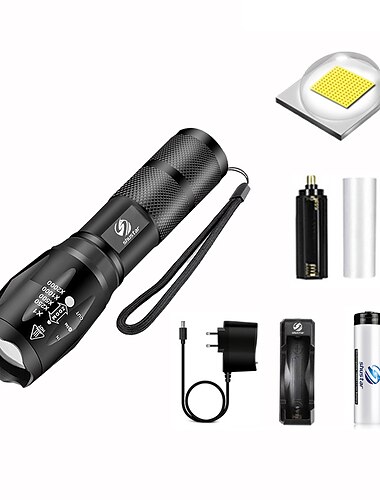  led zaklamp ultra heldere zaklamp l2/v6 camping licht 5 schakelaar modi waterdichte zoomable fietslicht gebruik 18650 batterij