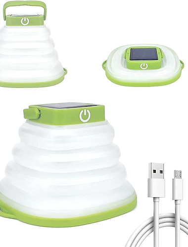  Luz led solar plegable, luz portátil para acampar, lámpara telescópica de goma suave, 3 modos, impermeable, recargable, linterna para tienda de campaña