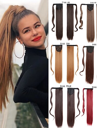  clip en / en colas de caballo clásico / mujer / fácil de vestir cabello sintético pieza de cabello extensión de cabello recto 24 pulgadas fiesta / noche / uso diario / vacaciones