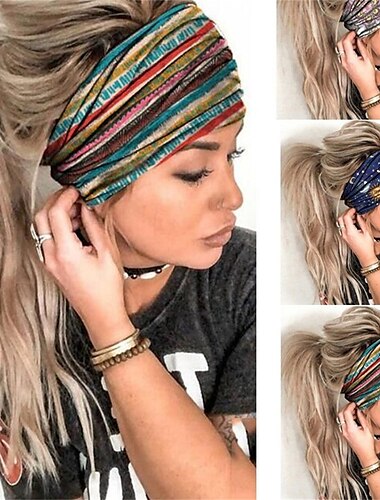  Bohend boho diadema ancha yoga elástico bandeau gran diadema deporte atlético playa accesorios para el cabello para mujeres y niñas (1 uds)