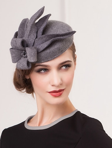  pălării elegante de lână fascinators kentucky derby pălărie clasică culoare solidă nuntă/ceai petrecere/damei caciula pentru femei toamna&amp; iarnă