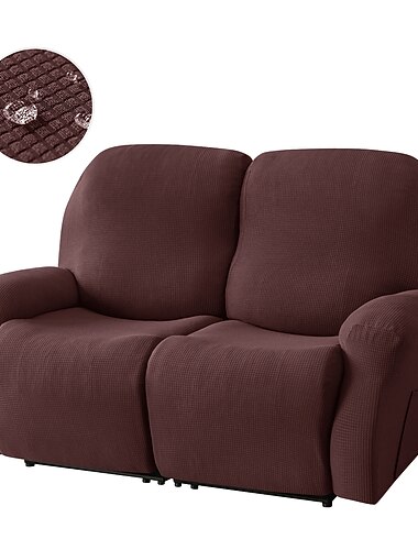  Fundas reclinables impermeables color burdeos para sofá reclinable, funda elástica para sofá de 2 plazas, funda protectora lavable para silla para perros y mascotas (2 fundas para respaldo, 2 fundas