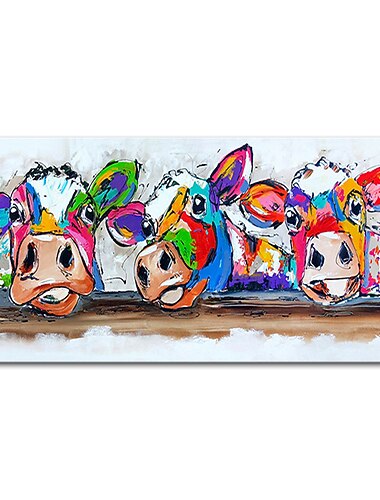  Mintura pinturas a óleo de vaca artesanal em tela decoração de arte de parede moderna imagem de animais abstratos para decoração de casa rolada sem moldura pintura não esticada