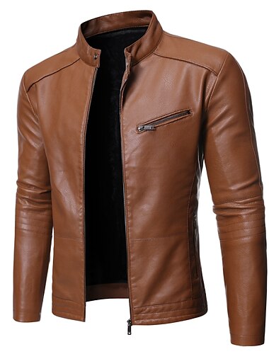  Ανδρικά Σακάκι Jeci Piele Casual Jacket Μπουφάν Biker Μπουφάν μοτοσικλέτας Διατηρείτε Ζεστό Αδιάβροχο Αναπνέει Καθημερινά Εξόδου Φερμουάρ Όρθιος Γιακάς Κομψό στυλ street Σακάκι Εξωτερικά ενδύματα
