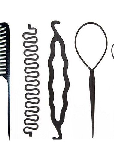 Pelo en espiral 4 piezas horquilla cola de pez trenza peine de cola puntiaguda doble gancho juego de cabeza de bola herramientas de peluquería