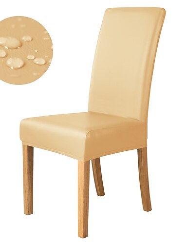  waterdichte eetkamerstoelhoes hoezen bordeauxrode parson stoelhoezen pu lederen stretch eetkamerstoelhoezen afneembare wasbare stoelbeschermerhoezen voor eetkamer, feest, hotel