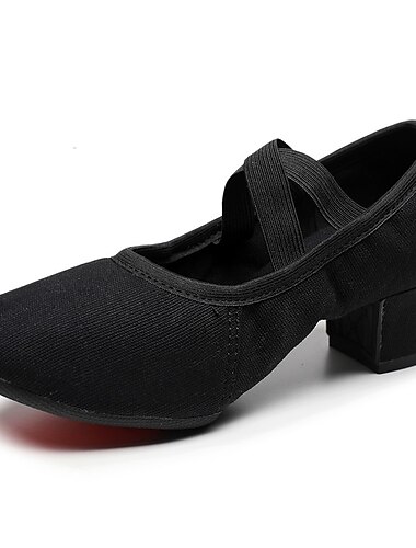  sun lisa női balettcipő báltermi cipő edzés előadás gyakorlat sarok vastag sarok gumitalp rugalmas szalag felcsúsztatható felnőtt fekete