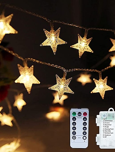  10m 80leds pohádková hvězda řetězová světla dálkové ovládání 8 režimů vodotěsné svatební párty zahradní terasa ložnice domácí dovolená vánoční dekorace