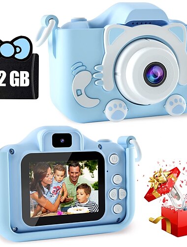  Kinderkamera-Spielzeug für 6-10-jährige JungenKinder-Digital-Video-Camcorder-Kamera mit Cartoon-weicher Silikonhülle Bestes Weihnachtsgeschenk für Kinder zum Geburtstagsfest – 32 g SD-Karte enthalten