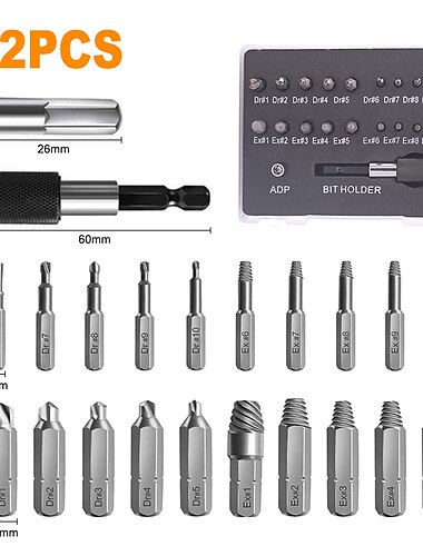  22/33 sztuk zestaw wierteł do ekstraktorów rozebrany zepsuty śruba środek do usuwania śrub stadniny poślizgu zęby uszkodzone zburzyć pozbawione zepsutych narzędzi