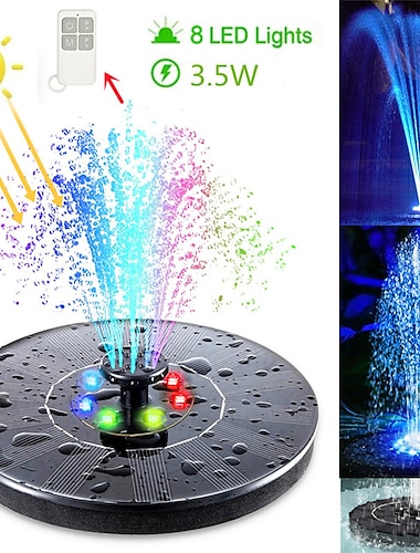  Fuente solar, luces, bomba de agua, piscina, estanque, luz, control remoto, decoración de jardín, baño de pájaros, fuente alimentada por energía solar, agua flotante