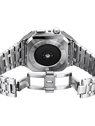  Kædearmbånd Kompatibel med Apple Watch urrem 44mm 45mm med Case Luksus Sommerfuglespænde Rustfrit stål Udskiftning af urrem til iwatch Series 8 7 6 5 4 SE