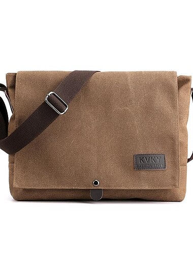  braune Messengerbag aus Canvas für Herren mit verstellbarem Schultergurt und minimalistischem Design – robust und stilvoll für die Arbeit oder den Freizeitgebrauch