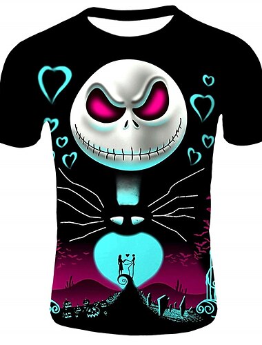  Unisex Pojkar Flickor 3D Dödskalle T-shirt Kortärmad 3D-tryck Sommar Vår Mode Häftig Barn 3-12 år Utomhus Dagligen Normal