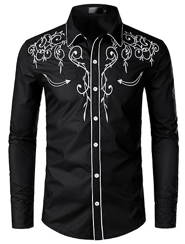  Klassisch Retro Vintage Bluse / Hemd Westlicher Cowboy Druck Herren Karneval Maskerade Party / Abend Alltagstauglich Junggesellinnenabschiedsparty Erwachsene Hemd Ganzjahres
