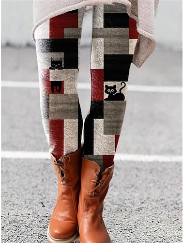  Femme Normal Collants Legging Mode Design Collants Toute la longueur Taille médiale Chat Pissenlit Imprimer Contrôle du Ventre Lifting des fesses Confort Micro-élastique Halloween Casual Fin de