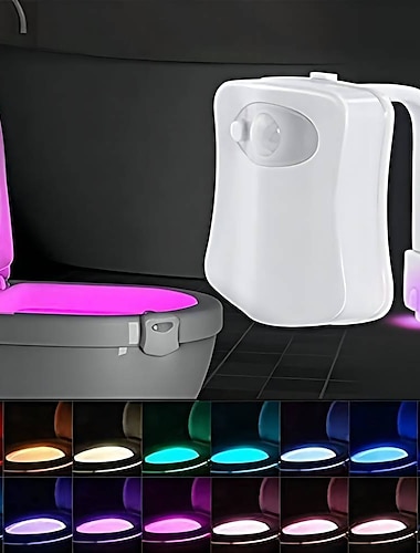  φως νυκτός τουαλέτας pir αισθητήρας κίνησης φώτα τουαλέτας led νυχτερινό φωτιστικό μπάνιου 16/8 χρωμάτων φωτισμός λεκάνης τουαλέτας για μπάνιο μπάνιου