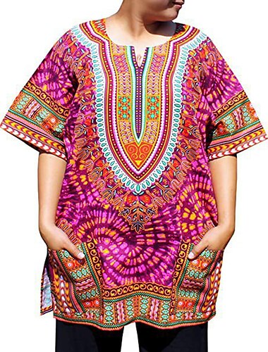 Herr Moderna afrikanska kläder Plusstorlek Afrikanskt tryck Dashiki Maskerad Vuxen Topp Fest