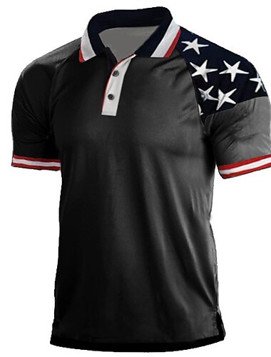  Herren Stern Veteranen Patriotisch Poloshirts Golfhemd Kurzarm Hemd Umlegekragen Strasse Täglich 3D-Druck Schwarz Weiß Wein Königsblau Dunkelgrün 3D Button-Down Bekleidung Modisch Brautkleider