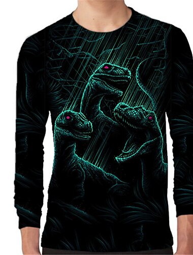  Jungen 3D Tier Dinosaurier T-Shirt Langarm 3D-Druck Frühling Herbst Aktiv Sport Modisch kinderkleidung 3-12 Jahre Outdoor Täglich Regular Fit