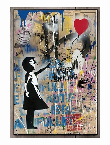  dipinto a mano pittura a olio palloncino ragazza wall street art decorazione della casa arredamento tela arrotolata senza cornice non allungata
