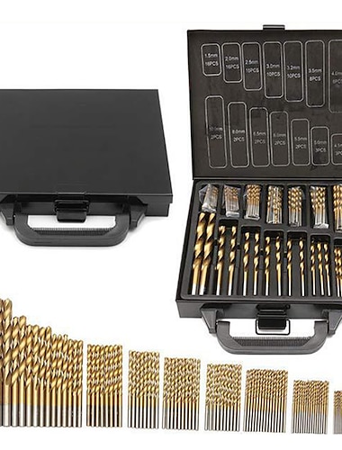  99pc set di punte elicoidali set di seghe hss acciaio alto rivestito in titanio strumento per la lavorazione del legno da 1,5-10 mm per avvitatore a batteria