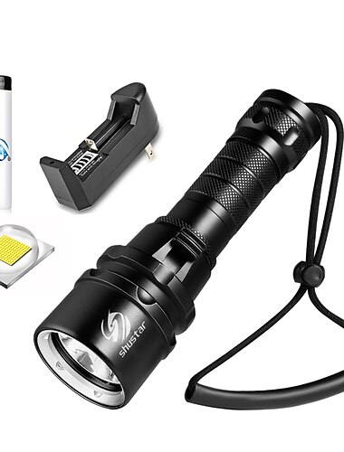  مصابيح كهربائية led فائقة السطوع مصباح غوص IP68 أعلى تصنيف مقاوم للماء مصباح غوص احترافي مدعوم ببطارية 18650 بحبل يدوي