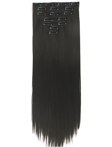  Yaki Straight Synthetic Hair 24 inch Hair Extension Clip In / On 1pc / pack Smooth Women's Girls'