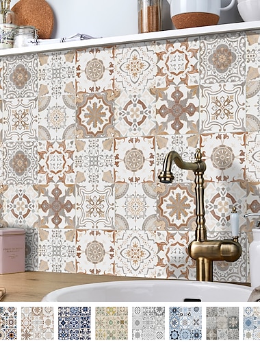  24/48 stücke kreative küche badezimmer wohnzimmer selbstklebende wandaufkleber wasserdichte retro mosaik fliesen aufkleber