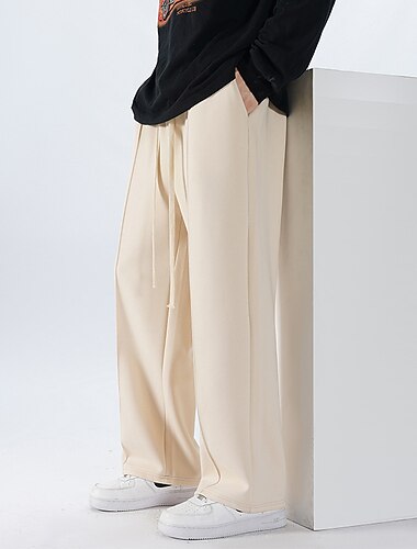  Voor heren Joggingbroeken Jogger Broek Joggingbroek met rechte pijpen Trekkoord Elastische taille Recht been Effen Kleur Comfort Ademend Casual Dagelijks Streetwear Sport Modieus Zwart Lichtgrijs