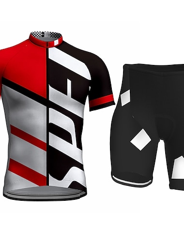  Homens Camisa de ciclismo com shorts Manga Curta Ciclismo de Montanha Ciclismo de Estrada Branco Cinzento Moto Conjuntos Tapete 3D Respirável Secagem Rápida Bolso Traseiro Poliéster Elastano Esportes