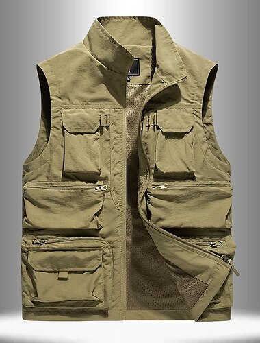  Herr Fiskeväst Vandringsväst Väst Överdelar Utomhus Andningsfunktion Vattenavvisande Snabb tork Lättvikt Svart Grå Khaki grön Klättring Camping / vandring / grottforskning / Militär / Multi Pocket