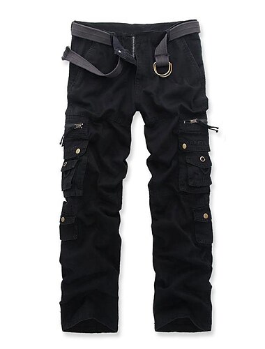  Herren Cargohose Cargohosen Taktisch Arbeitshose Multi Pocket Gerade geschnitten Feste Farbe In voller Länge Vintage Taktisch Schwarz Kaki Mikro-elastisch