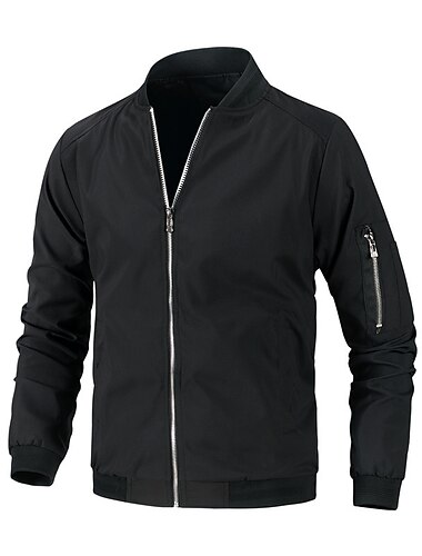  Herren Leichte Jacke Sommerjacke Bomberjacke Windbreaker Urlaub Freizeit Sport Winddicht Geschichtet Schmale Passform Herbst Einfarbig Klassisch & Zeitlos Minimalistisch Rundhalsausschnitt Regulär