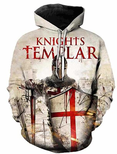  De laatste Tempelier kruisvaarder Tempeliers Kruisvaarder Trui met capuchon Cartoon Manga Anime 3D Grafisch Voor Voor Stel Voor heren Dames Volwassenen 3D afdrukken