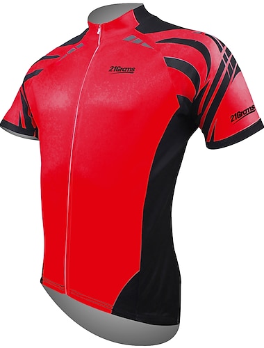  21Grams® Herren Kurzarm Fahrradtrikot Sommer Polyester Grün Orange Rot Fahhrad Trikot / Radtrikot Oberteile Bergradfahren Straßenradfahren Atmungsaktiv UV-resistant Rasche Trocknung Sport Bekleidung