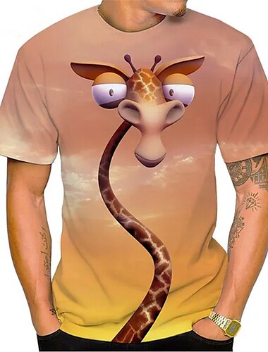  Herren Unisex Tier Giraffe Grafik-Drucke T Shirt Lustige T-Shirts Kurzarm T-Shirt 3D-Druck Rundhalsausschnitt Hemd Sport Designer Brautkleider schlicht Outdoor Strasse Täglich Gelb Purpur Orange