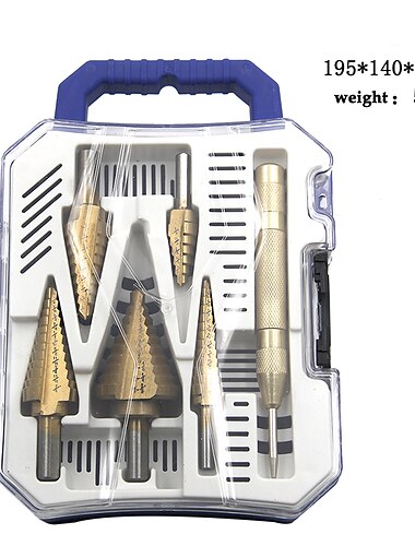  6 قطع hss التيتانيوم خطوة مثقاب مع مركز لكمة الحفر مجموعة ثقب القاطع مجموعة أدوات الحفر