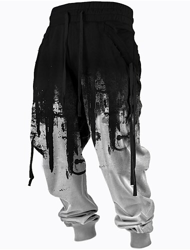  Voor heren Joggingbroeken Jogger Broek Trekkoord Zijzakken Elastische taille Kleurenblok Grafische prints Comfort Ademend Buitensporten Casual Dagelijks Katoenmix Terry Streetwear Ontwerper Zwart