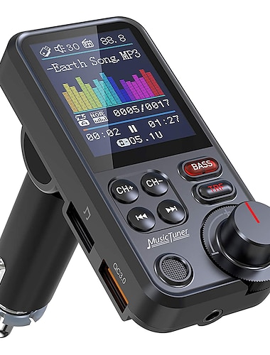  BT93-reproductor MP3 con Bluetooth para coche, ajuste de música, bajo alto y ecualizador de bajo, transmisor FM FM-Transmitter Bluetooth Auto Ausrüstung Auto Freisprecheinrichtung Bluetooth