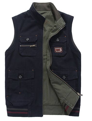  Herren Weste Angelweste Weste für Wanderer Ärmellose Weste Gilet-Jacke Outdoor Strasse Festtage Freizeitskleidung Strassenmode Schick & Modern Frühling Herbst Tasche Baumwollmischung