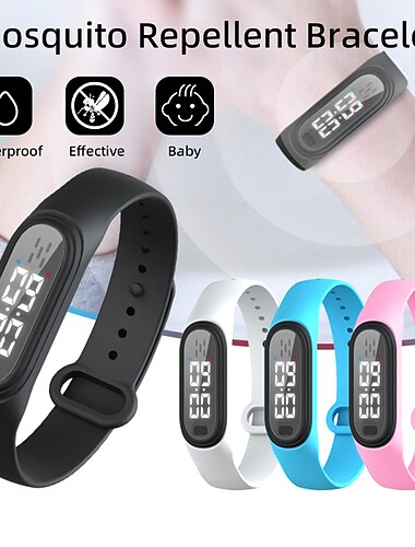  Pulsera Repelente de Mosquitos Ultrasónica Recargable por USB – Usable por Adultos y Niños Reloj de Control de Plagas Efectivo